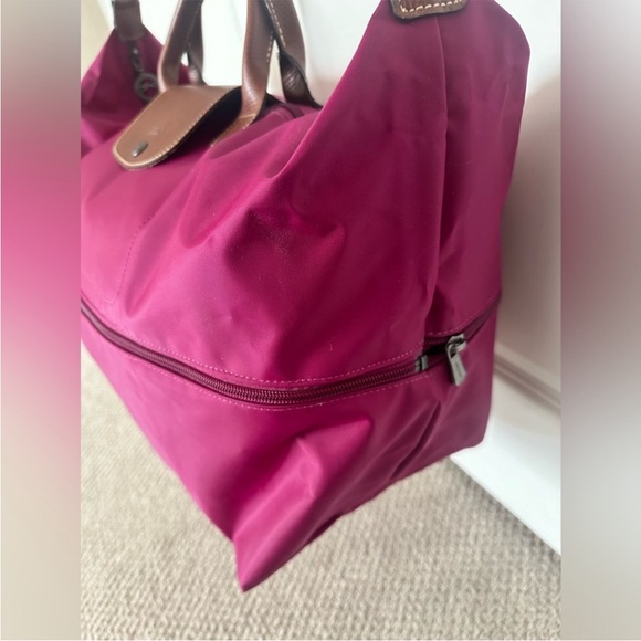 NWT Le Pilage extensible modele depose dahlia raspberry purple pink travel tote - Picture 5 of 15